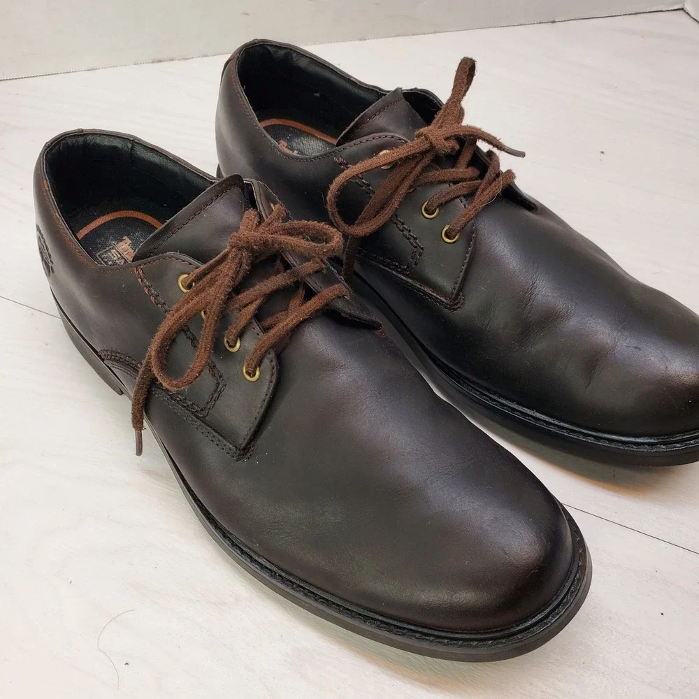 Timberland Mens Brown Leather Waterproof Oxford Shoes Size 9W Americana Gorpcore